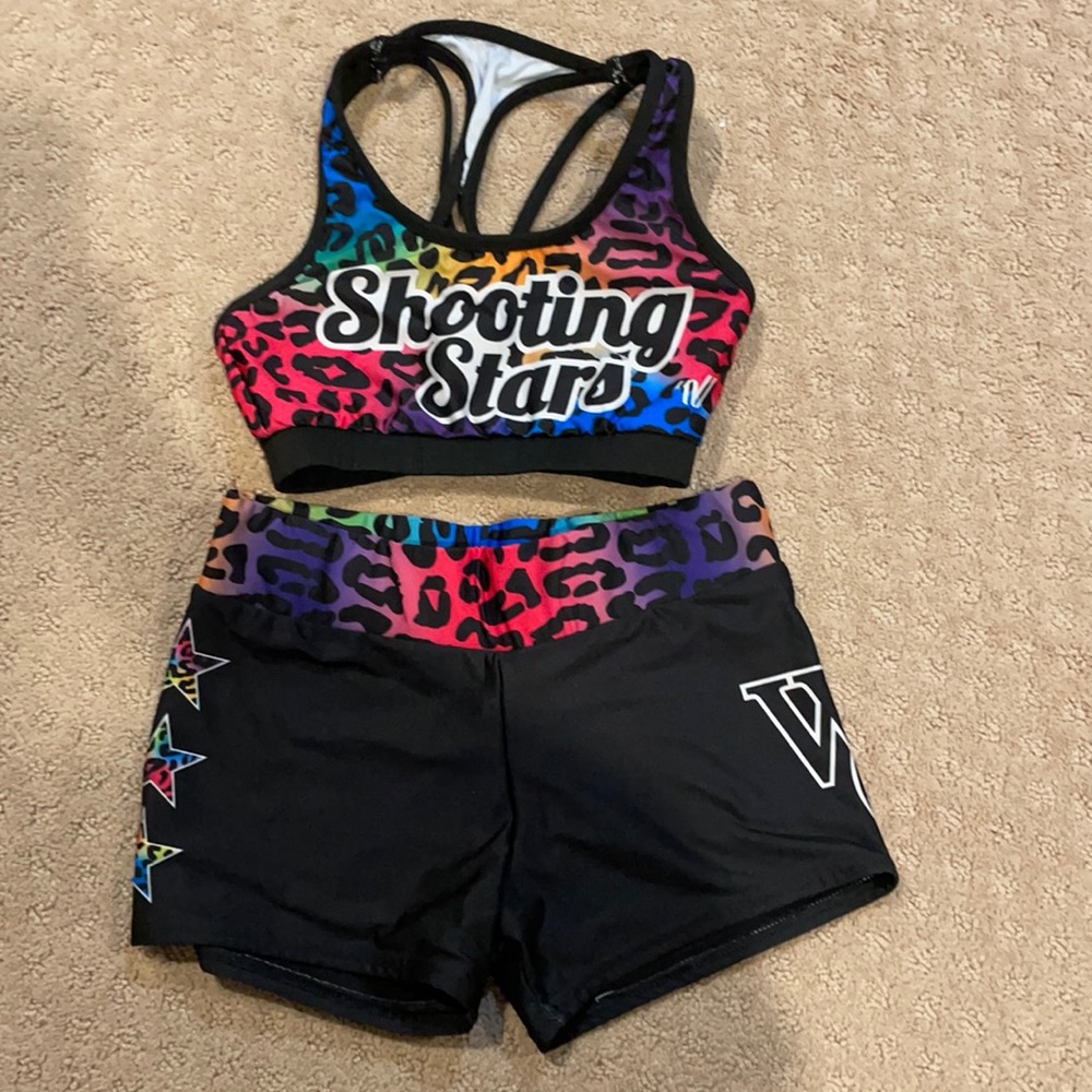 shooting stars rainbow sports bra and short set